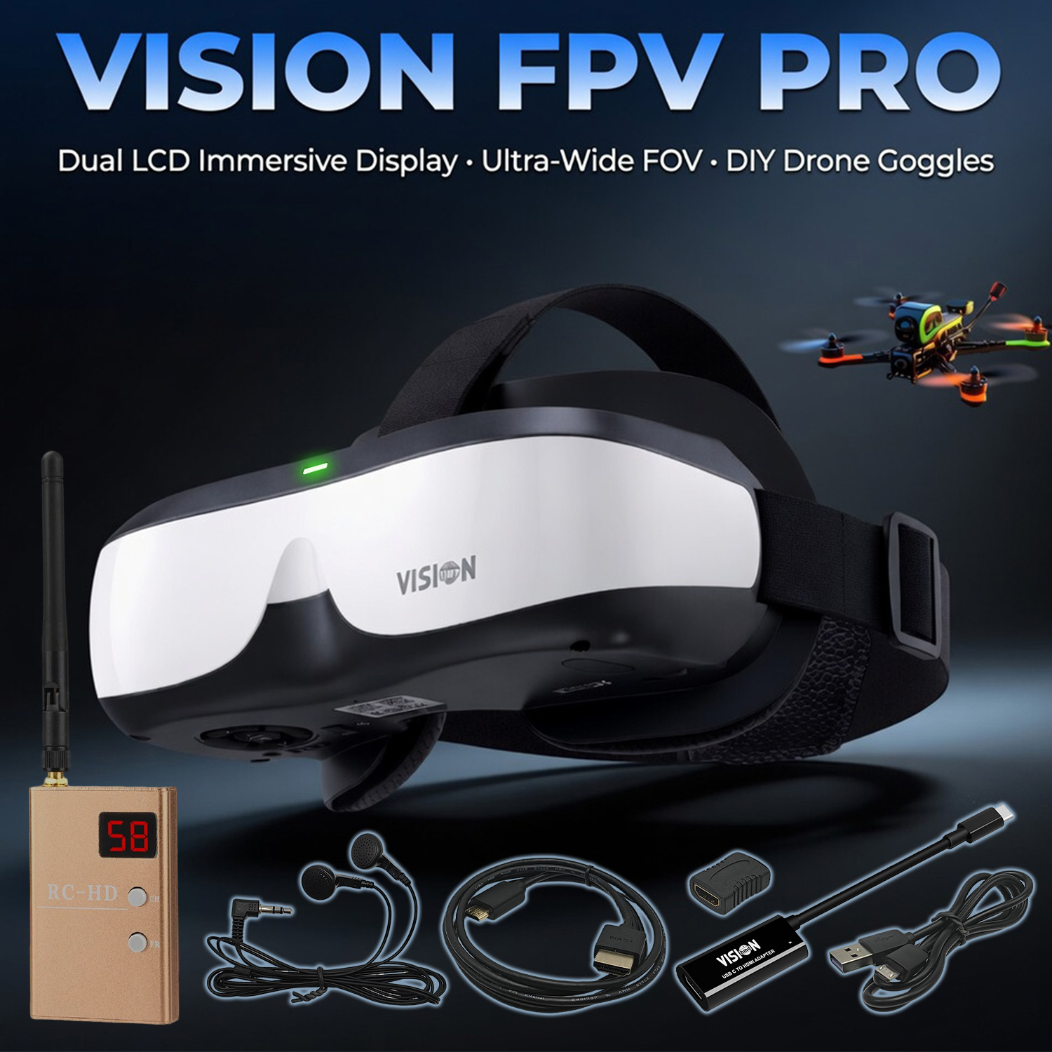 FPV Goggles, Head-Mounted Disp - Fpv Drone Goggles 评论和价格